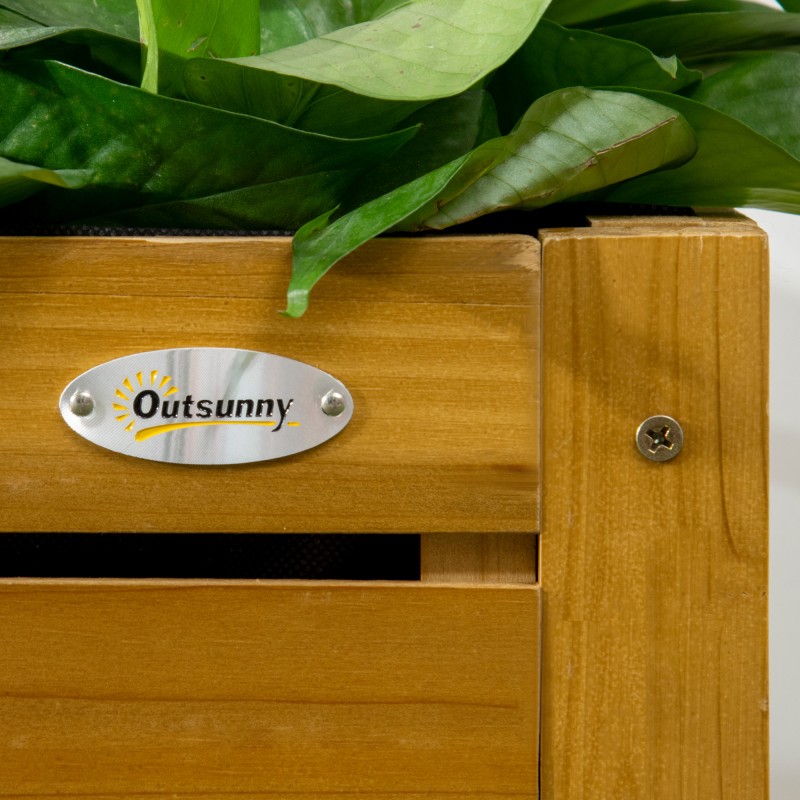 Korkea viljelylaatikko taittuvalla työtasolla, lakattu kuusipuu, ruskea, 64 x 63 x 74,5 cm