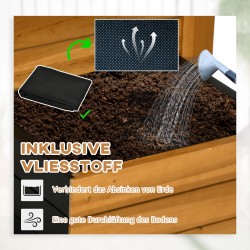 Korotettu viljelylaatikko 4 istutusosaa kuusipuuta 79,5 x 49,5 x 80 cm ruskea/musta