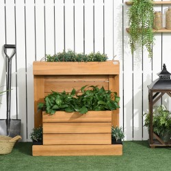 Korotettu viljelylaatikko 4 istutusosaa kuusipuuta 79,5 x 49,5 x 80 cm ruskea/musta