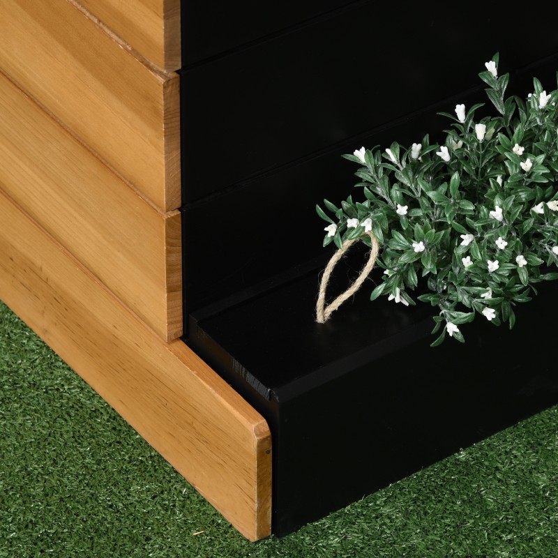 Korotettu viljelylaatikko 4 istutusosaa kuusipuuta 79,5 x 49,5 x 80 cm ruskea/musta