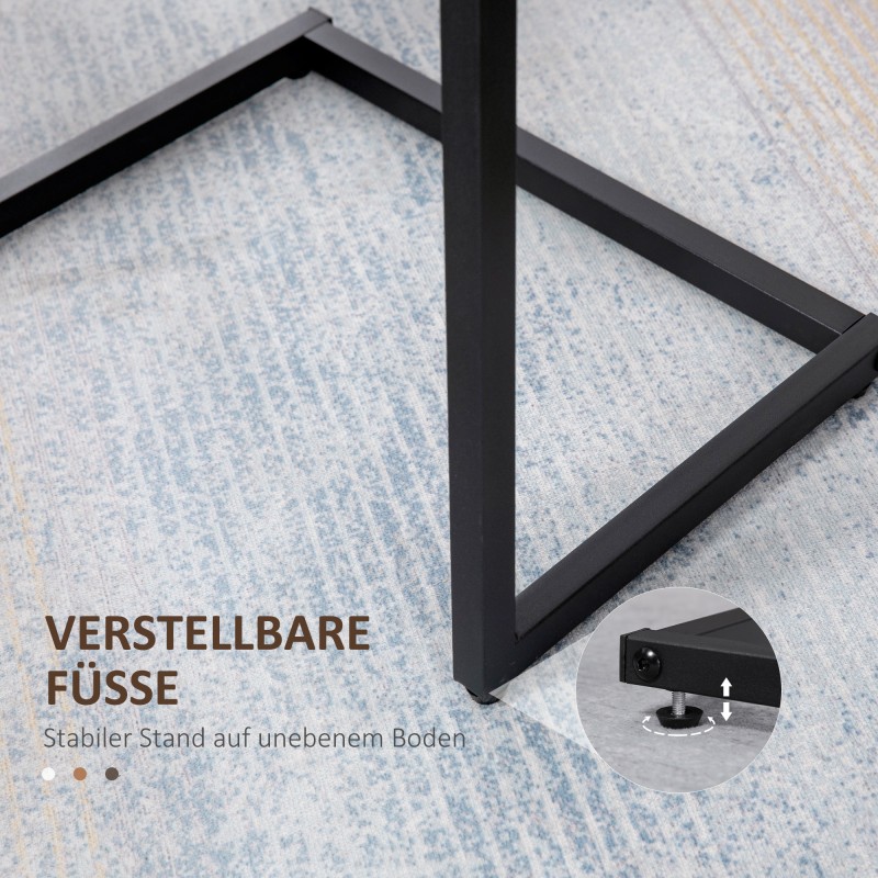 Sohvapöytäsarja 3 kpl, teollinen design, lastulevy ja teräs, 45 x 30 x 60 cm, ruskea/musta