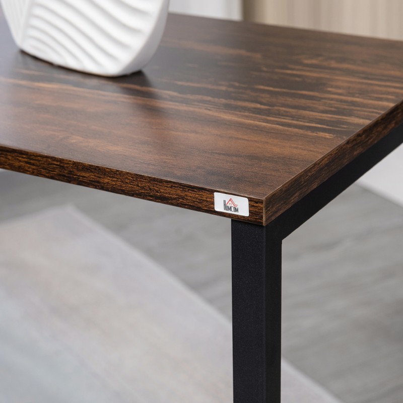 Sohvapöytäsarja 3 kpl, teollinen design, lastulevy ja teräs, 45 x 30 x 60 cm, ruskea/musta