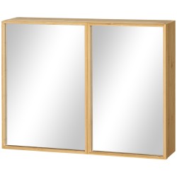 Kylpyhuoneen seinään asennettava bambuinen peilikaappi useat hyllyt 65 2 x 14 x 50 cm natur
