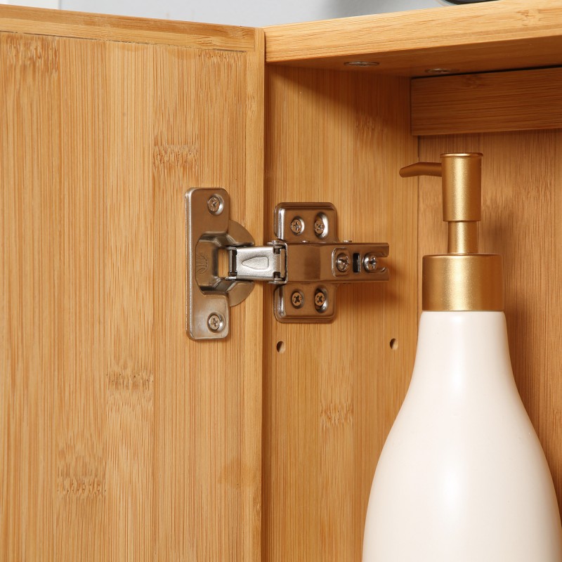 Kylpyhuoneen seinään asennettava bambuinen peilikaappi, useat hyllyt, 65,2 x 14 x 50 cm, natur