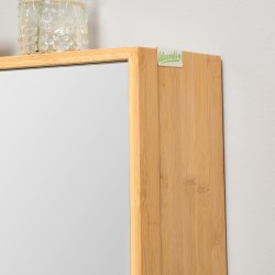 Kylpyhuoneen seinään asennettava bambuinen peilikaappi, useat hyllyt, 65,2 x 14 x 50 cm, natur