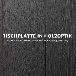 Ulkopöytä 6 hengelle, teräs/HDPE, taittuva, 180 x 75,5 x 73 cm, tummanharmaa