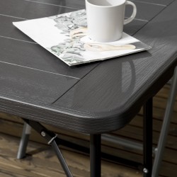 Ulkopöytä 6 hengelle, teräs/HDPE, taittuva, 180 x 75,5 x 73 cm, tummanharmaa