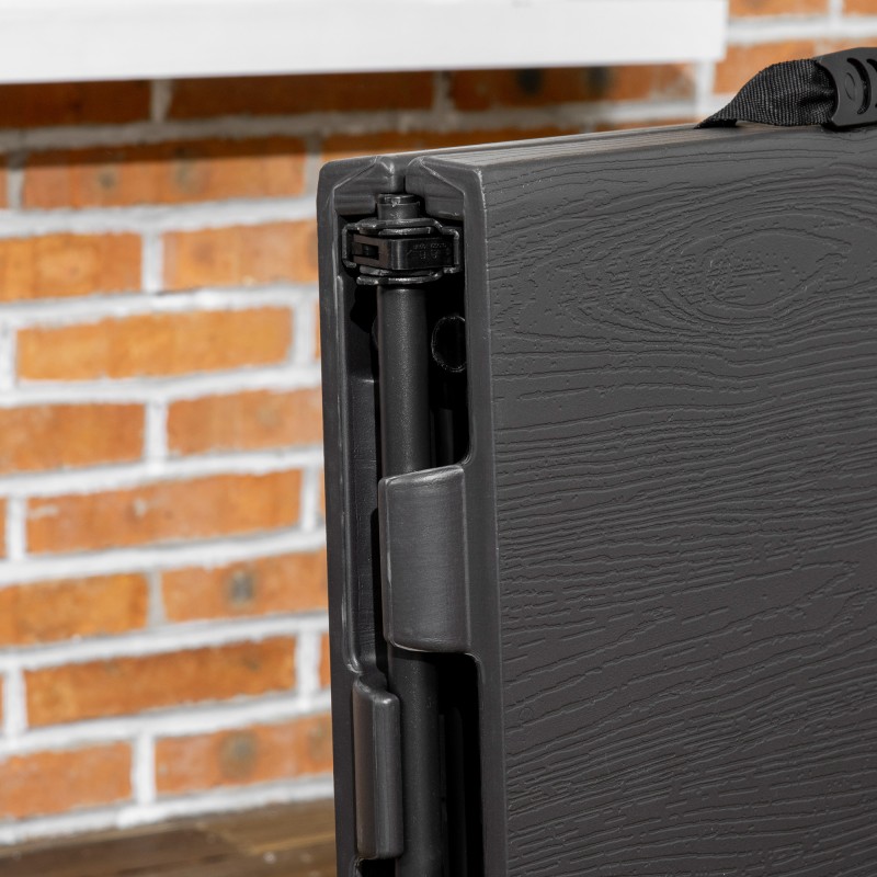 Ulkopöytä 4 hengelle, taitettava ja korkeussäädettävä HDPE, 118 x 60 x 74 cm, harmaa/musta