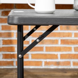 Ulkopöytä 4 hengelle, taitettava ja korkeussäädettävä HDPE, 118 x 60 x 74 cm, harmaa/musta