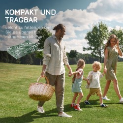 Ulkoterassi‑ ja leirintämatto, käännettävä polypropeeni, 152 x 243 cm, tummanvihreä-valkoinen, lehtikuvio