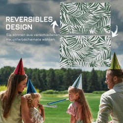 Ulkoterassi‑ ja leirintämatto, käännettävä polypropeeni, 152 x 243 cm, tummanvihreä-valkoinen, lehtikuvio