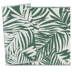 Ulkoterassi‑ ja leirintämatto, käännettävä polypropeeni, 152 x 243 cm, tummanvihreä-valkoinen, lehtikuvio