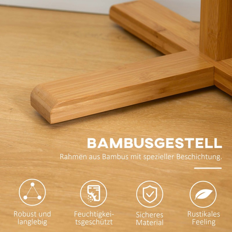 Naulakko 8 koukkua bambu lattiamalli 49,5 x 49,5 x 178 cm luonnonvärinen