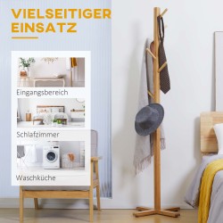 Naulakko 8 koukkua bambu lattiamalli 49,5 x 49,5 x 178 cm luonnonvärinen