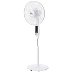 Lattiatason standventilaattori 3 nopeutta 3 tilaa ajastin kaukosäädin 45 x 42 x 118 138 cm valkoinen