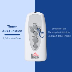 Lattiatason standventilaattori 3 nopeutta 3 tilaa ajastin kaukosäädin 45 x 42 x 118–138 cm valkoinen