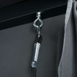 Ulkokeinu lepotaso kahdelle, PE-rottinki, teräsrunko, katos ja verhot, 235 x 180 x 210 cm, harmaa