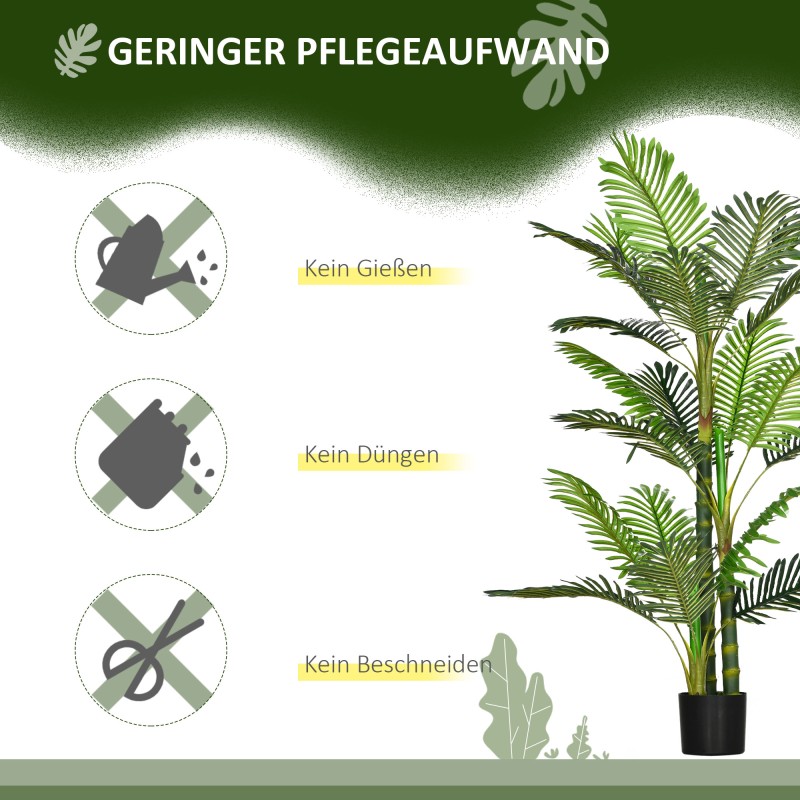Keinotekoinen arekapalmu ruukussa 150 cm, vihreä/musta