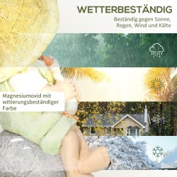 Puutarhapatsas pieni poika olkihatulla ja ankalla, magnesiumoksidi, säänkestävä, 23,5 x 25 x 43 cm, monivärinen