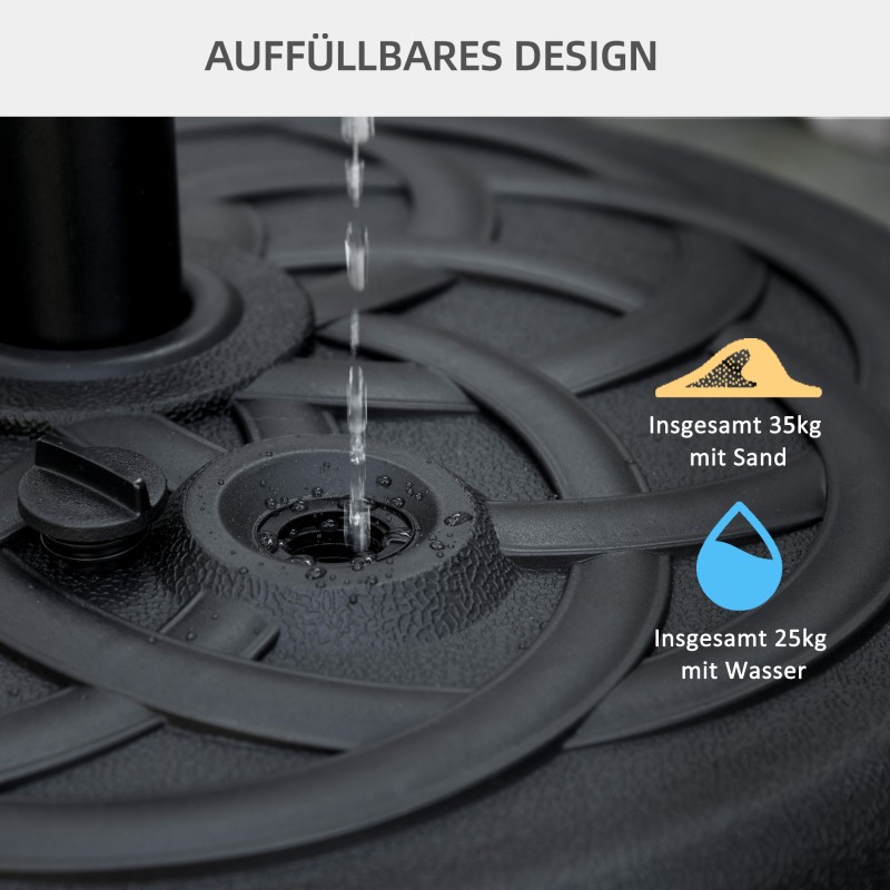 Puutarjavarjon jalusta täytettävä muovi/metalli Ø56 x 30,5 cm musta