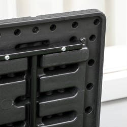 Ulkosäilytyslaatikko 366 L puuta jäljittelevä PE-muovi musta pyörillä ja kahvoilla