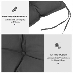 Istuintyyny penkille 100x40 cm, 10 cm paksu, polyesteri, tummanharmaa