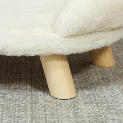 Lemmikkisänky kissalle ja pienelle koiralle, plyyshi, puujalat, 47 x 40 x 20 cm, kermanvalkoinen