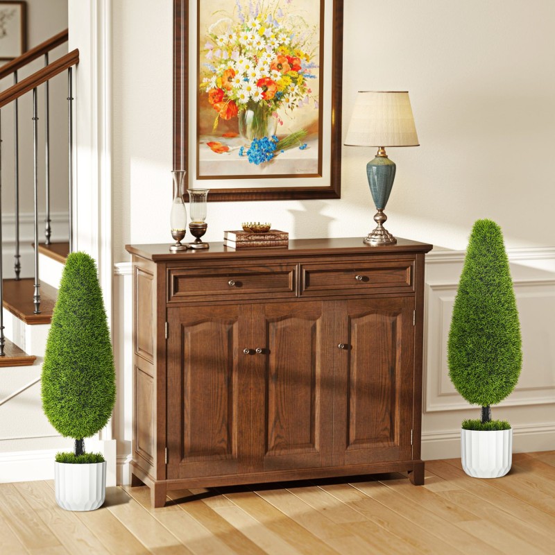 Tekokasvi setti 2 kpl sypressin tyylinen 90 cm ruukussa vihreä valkoinen