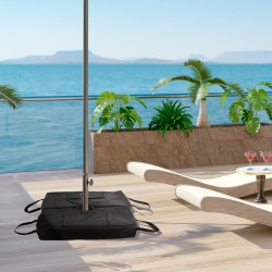 Taitettava täytettävä aurinkovarjon jalusta 50 kg hiekalle, Oxford-kangas, musta