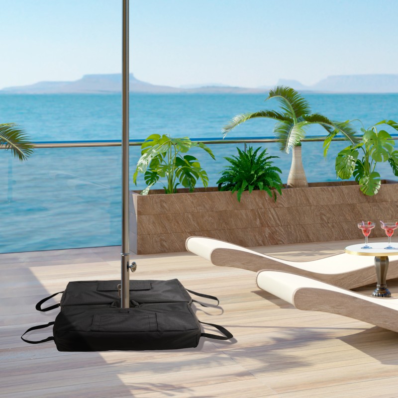 Taitettava täytettävä aurinkovarjon jalusta 50 kg hiekalle, Oxford-kangas, musta