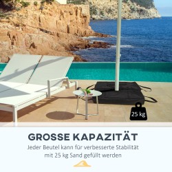 Taitettava täytettävä aurinkovarjon jalusta 50 kg hiekalle, Oxford-kangas, musta