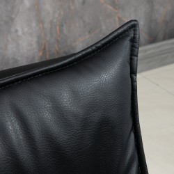 Lepotuoli jalkajalustalla, keinonahka, kääntyvä ja kallistuva, teräsrunko, musta