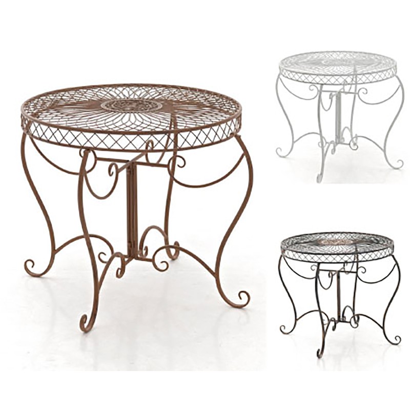 Nostalginen Sheela-puutarhapöytä raudasta antiikkipatinalla, 90 cm