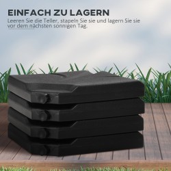 Aurinkovarjon ristijalan painosarja, täytettävä vesi/hiekka, muovi, 4 osaa, 103 x 103 x 8,3 cm, musta