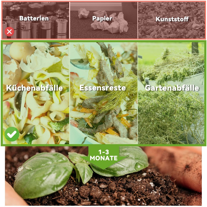 Pyörivä kompostori keittiö- ja puutarhajätteelle, teräs ja muovi, 130 l, 67 x 60 x 77 cm, vihreä/musta