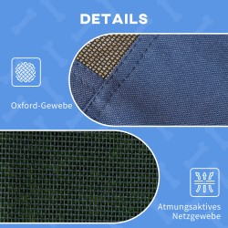 Ulkokäyttöön soveltuva koiranpeti katoksella, metallirunko, 61 x 46 x 62 cm, sininen/musta