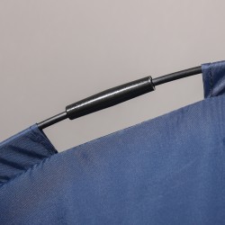 Ulkokäyttöön soveltuva koiranpeti katoksella, metallirunko, 61 x 46 x 62 cm, sininen/musta