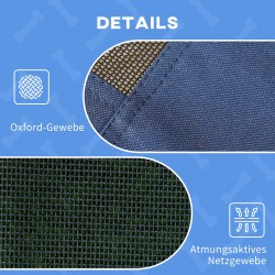 Koiran lepopaikka katoksella, taitettava ja korotettu, metalli/verkko, 76 x 61 x 73 cm, sininen