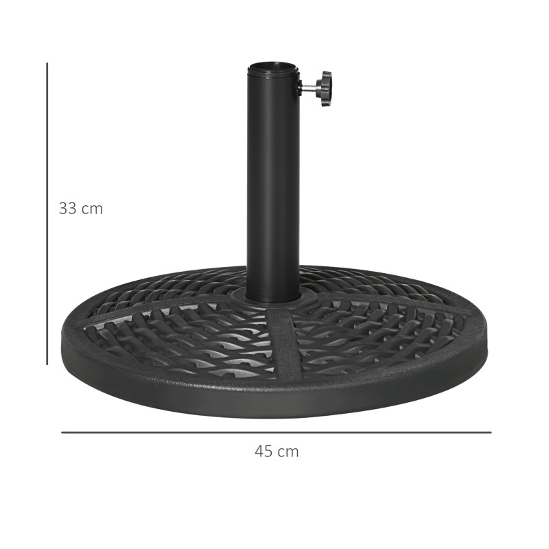 Aurinkovarjon jalusta ulkokäyttöön, HDPE-muovi ja sementti, Ø45 cm, 9,5 kg, musta