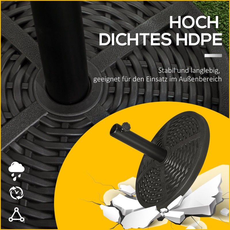 Aurinkovarjon jalusta ulkokäyttöön, HDPE-muovi ja sementti, Ø45 cm, 9,5 kg, musta