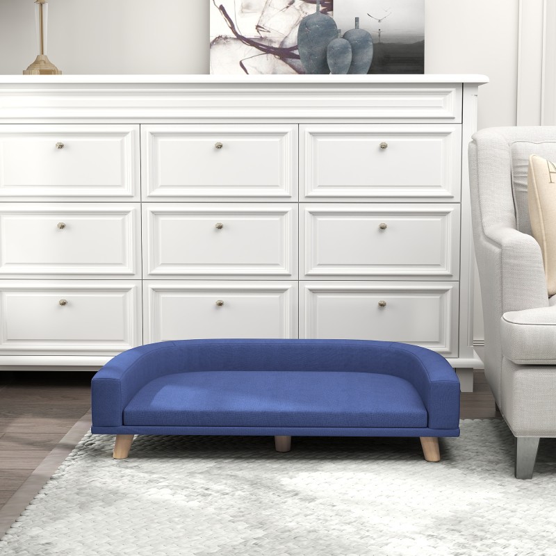 Koiransohva suurille koirille, puurunko, 98 x 67 x 25 cm, sininen