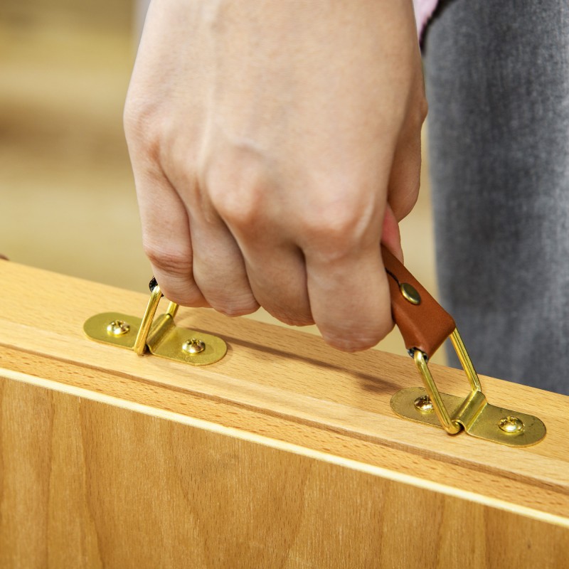 Pöytämallinen maalausteline vetolaatikolla, 3 lokeroa, säädettävä, massiivipyökki, natur