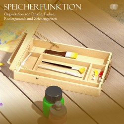 Pöytämallinen maalausteline säilytyslaatikolla, pyökkiä, taittuva, max 61 cm, luonnonväri