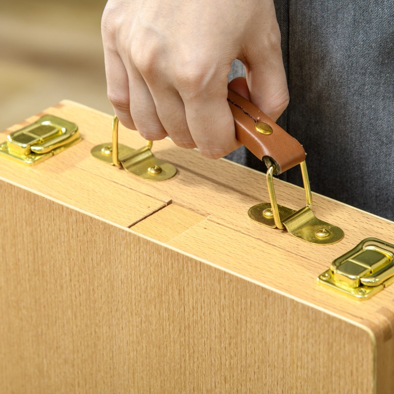 Pöytämallinen maalausteline säilytyslaatikolla, pyökkiä, taittuva, max 61 cm, luonnonväri