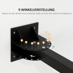 Nyrkkeilysäkin seinäteline, 9 säädettävää kulmaa, teräs, kantavuus 100 kg, musta