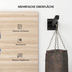 Nyrkkeilysäkin seinäteline, 9 säädettävää kulmaa, teräs, kantavuus 100 kg, musta