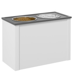 Koiran korotettu ruokailuteline säilytystilalla 2 teräskuppia 2 L 60 x 30 x 42 cm valkoinen harmaa