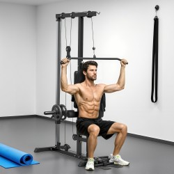 Vetolaite kotikäyttöön ylä- ja alataljaharjoituksiin, teräs/keinonahka, enint. 50 kg, musta