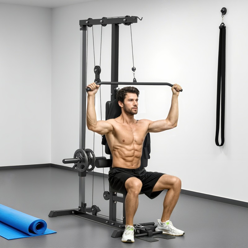 Vetolaite kotikäyttöön ylä- ja alataljaharjoituksiin, teräs/keinonahka, enint. 50 kg, musta