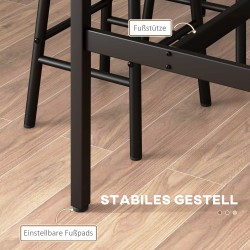 Baaripöytä ja 2 barjakkaraa, teollinen tyyli, MDF ja teräs, 3-osainen setti, ruskea/musta